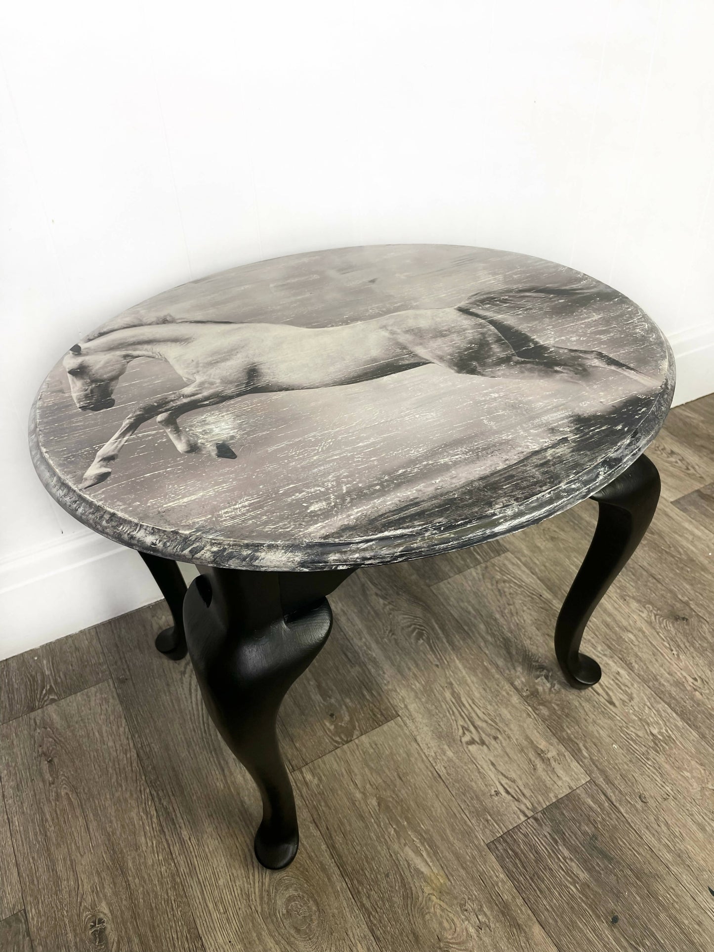 Vintage Coffee Table, Oval Horse Side Table