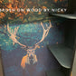 Mid Century LEBUS Black Wardrobe with Stag/Deer Design