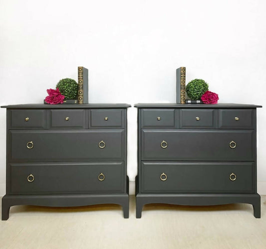 Stag 5 Drawer, 3 over 2 Oversized Bedside Cabinets/Chest of Drawers