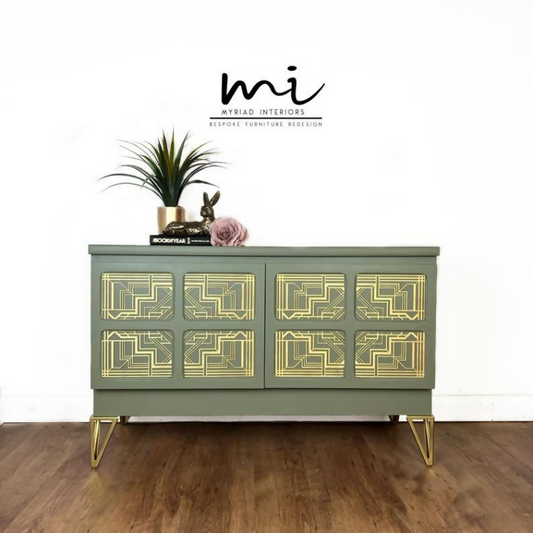 Refurbished Nathan sideboard, olive green retro tv media unit, stand, drinks cabinet, Art Deco mid century modern