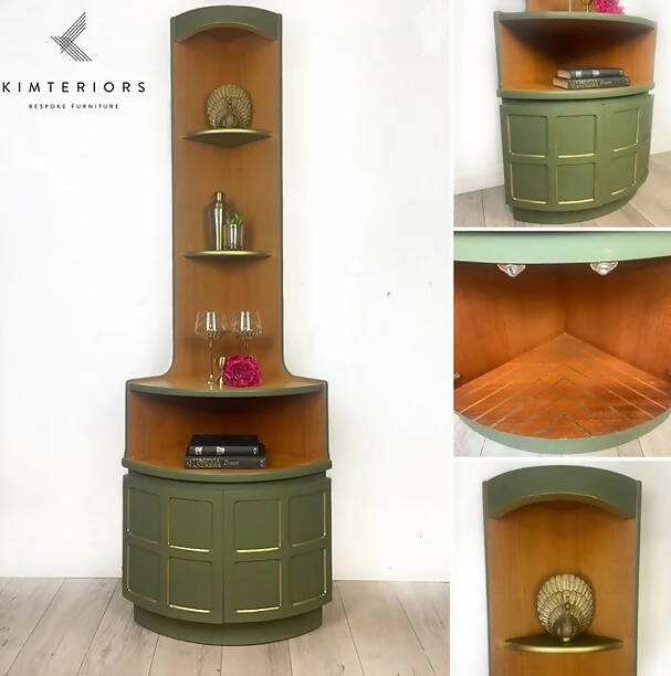 Nathan Teak Corner Unit in Green or Drinks Cabinet