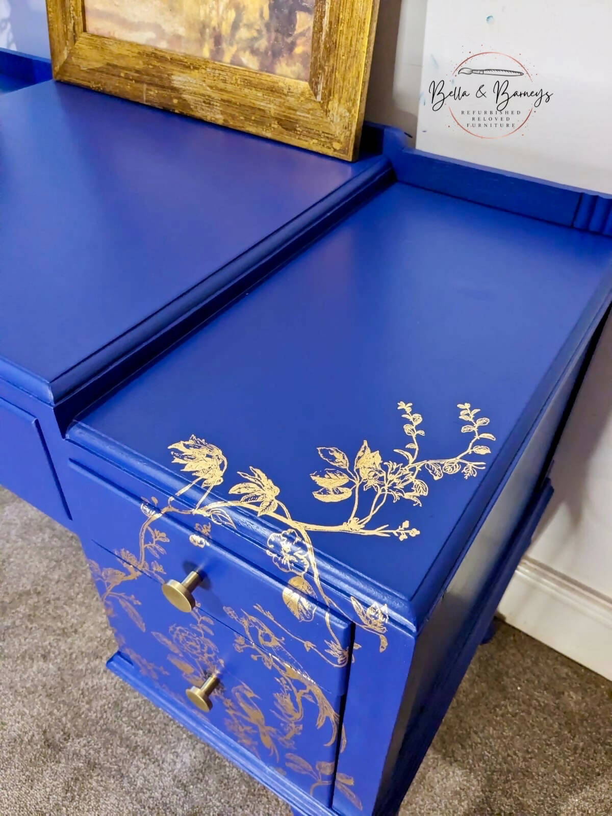 Blue Floral Vintage Dressing Table