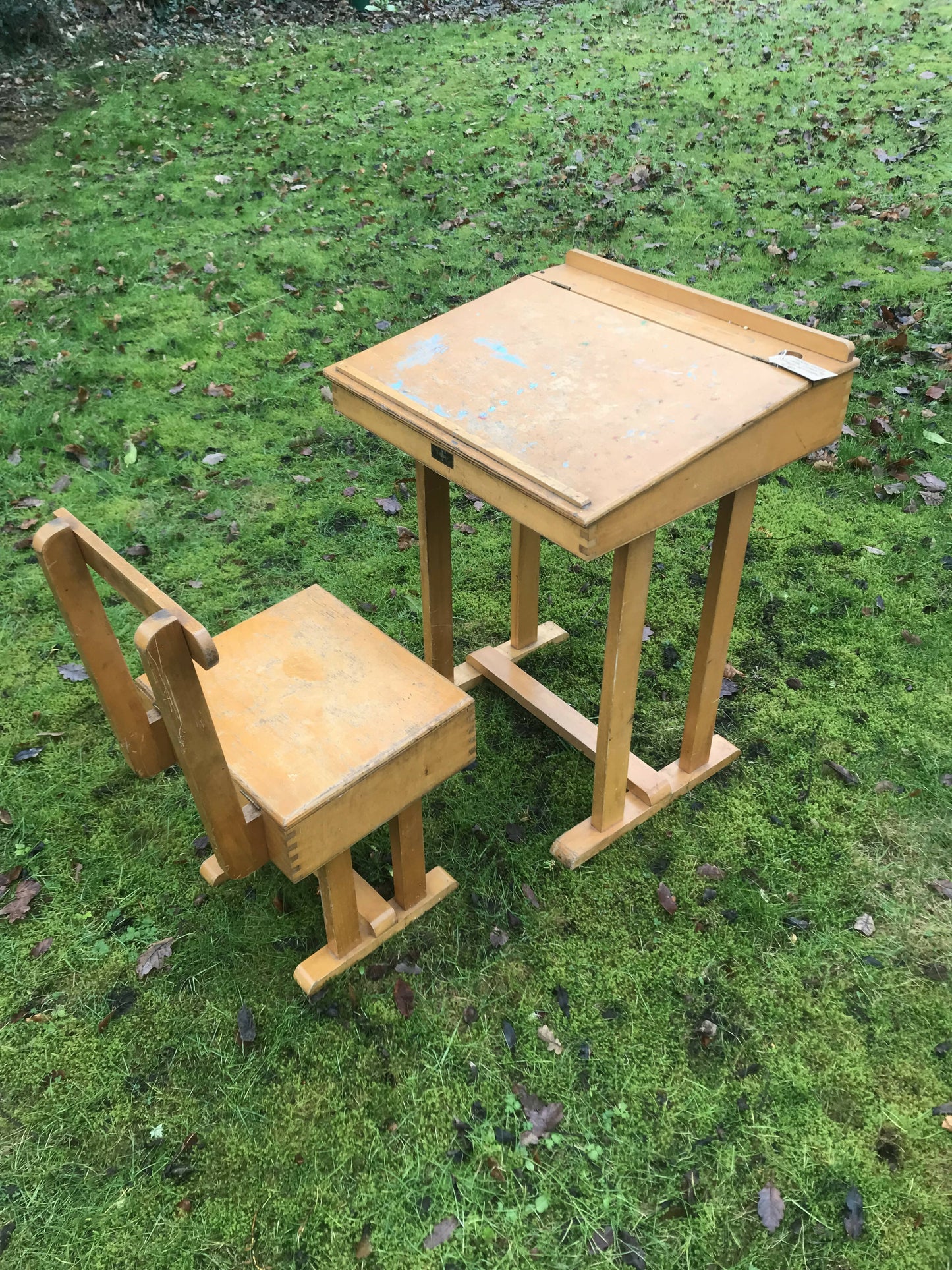 Vintage Wooden School Desk and Chair