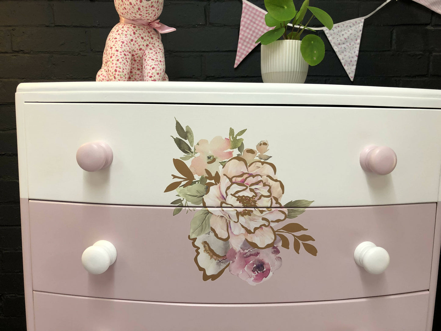 MADE TO ORDER: Baby Pink and White girl's bedroom chest of drawers