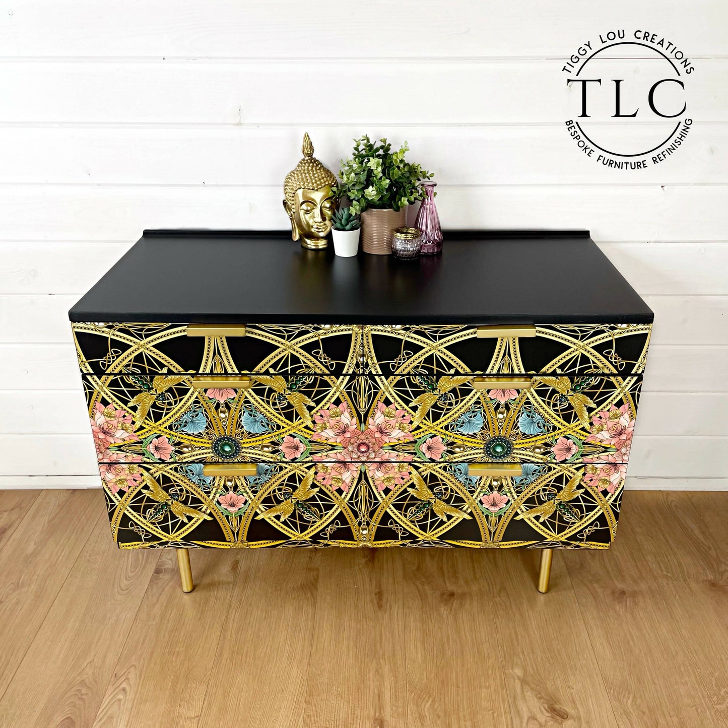 Decoupaged mid century sideboard - in stock