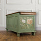Vintage Green Old Charm Oak Blanket Box
