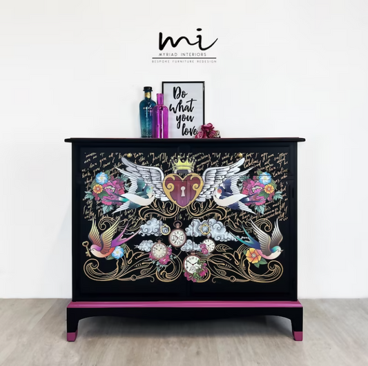 Vintage Maximalist Black Stag Drawers