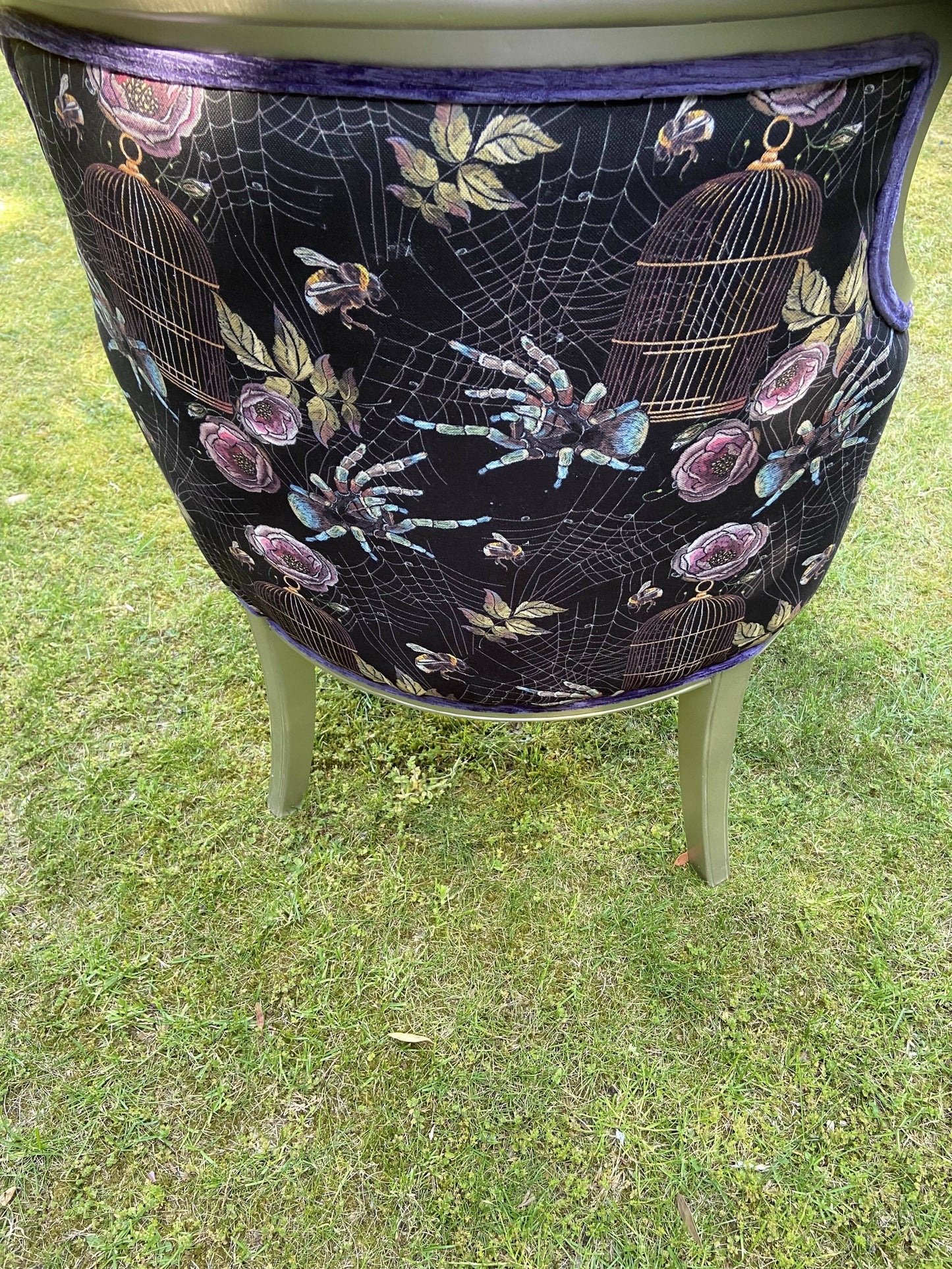 Velvet Covered Chair with Wednesday Addams