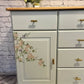 SOLD Hand painted grey/green sideboard with beautiful cherry blossom decoupaged flowers