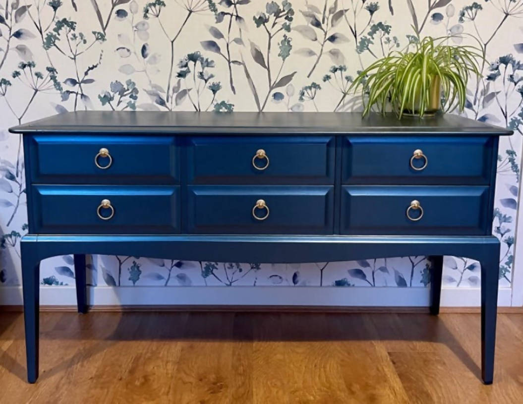 Blue Vintage Stag 6 Drawer Sideboard