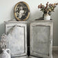 Two Solid Wood Vintage Tall Grey Cabinets