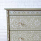 Faux Bone Inlay Stencil Hand-Painted Vintage Chest of Drawers, Pearlescent MADE TO ORDER