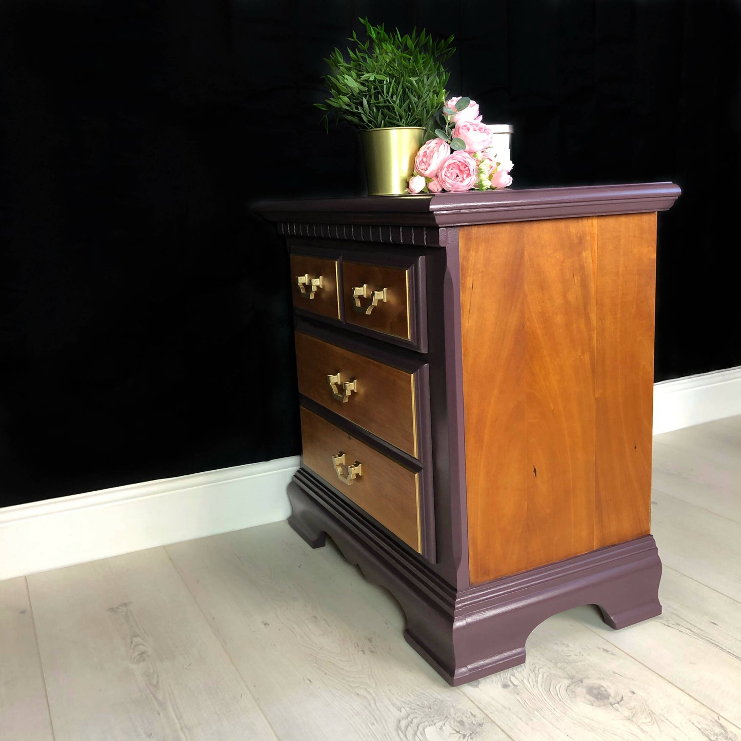 Walnut Small Chest of Drawers Bedside Cabinet