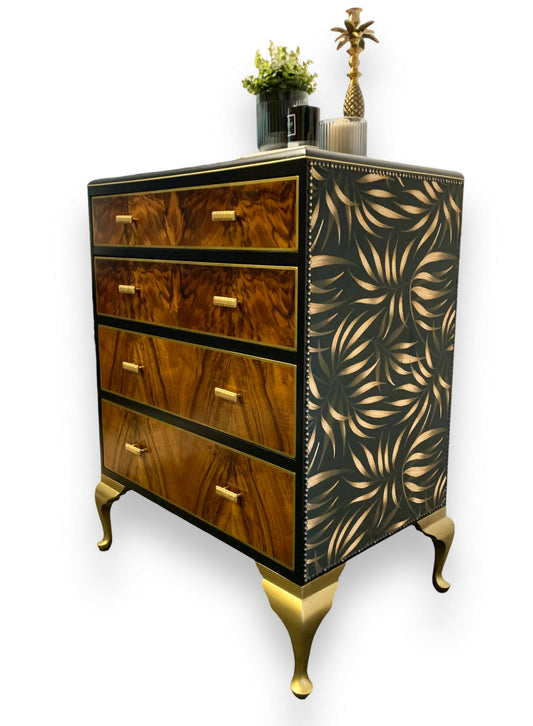 Art Deco Walnut and Gold Drawers