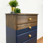Navy Blue Tallboy Chest of Drawers, Bedroom Storage, Pine Bedroom Furniture