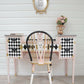 ****** SOLD OUT ****** Whimsical Edwardian Desk & Chair, Black, White, Roses, Diamonds, checks and stripes Alice in Wonderland Dressing Table and Windsor Chair