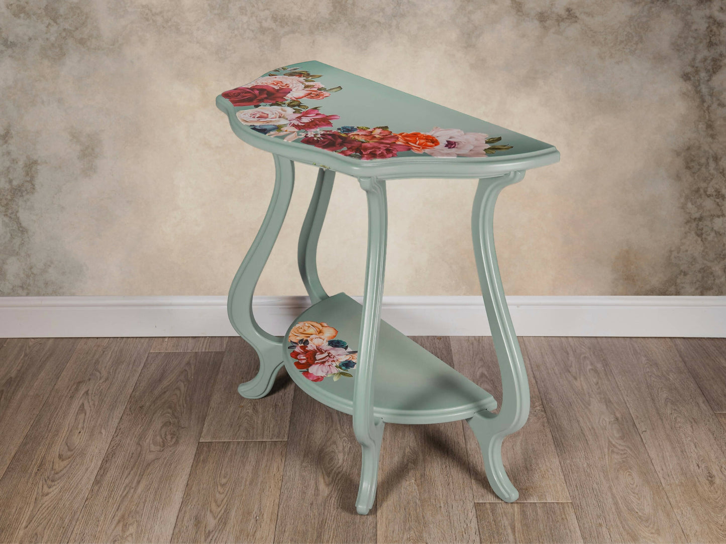 Upcycled Curvy Demi Lune Console Table