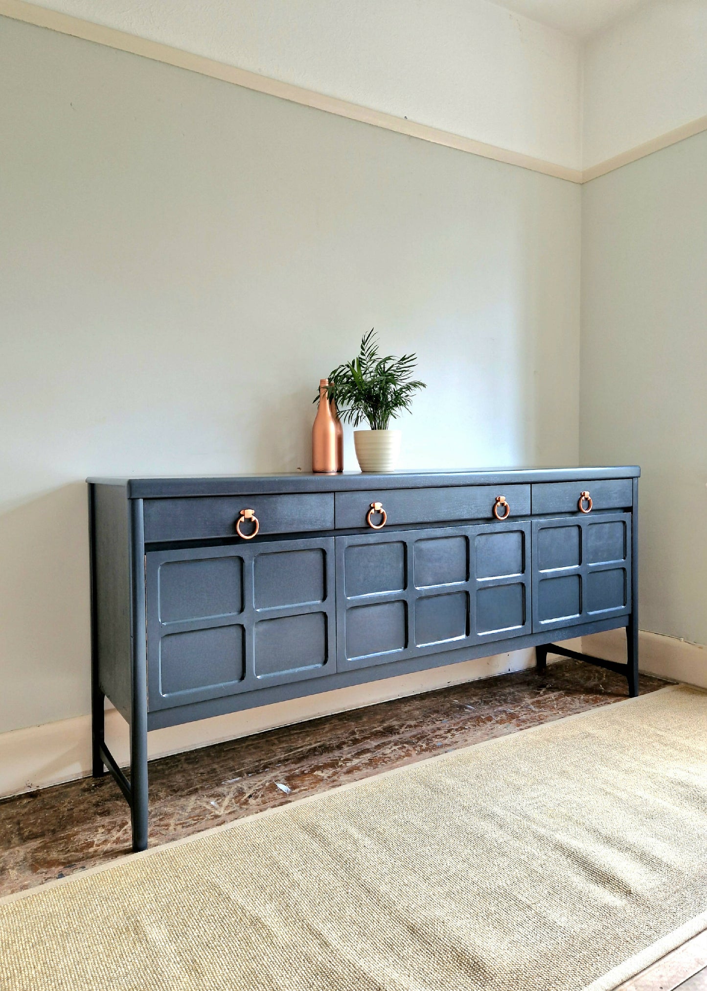 Large Nathan Squares Blue Drinks Cabinet / Media Sideboard