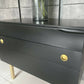 Refurbished mid century modern black and gold chest of drawers