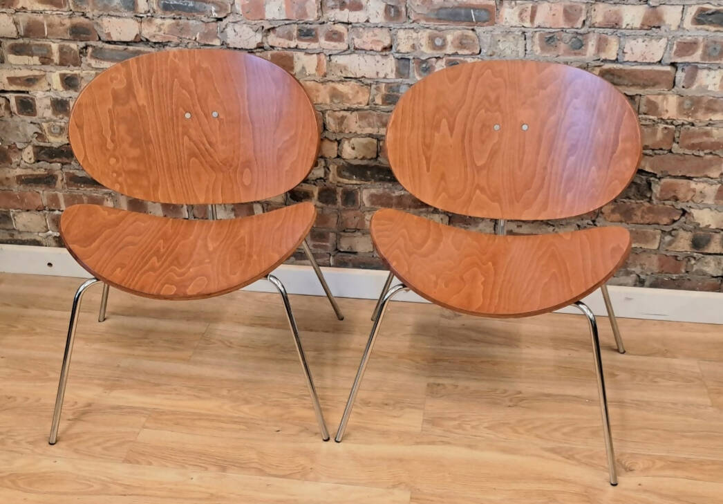 A Pair of Rare Mid Century Italian Arrmet Tabago Designer Chairs