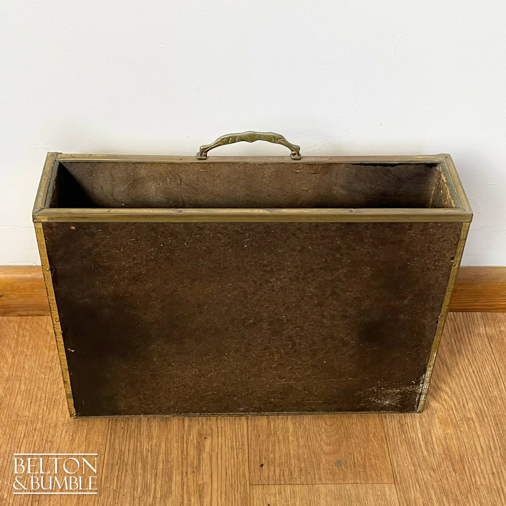 Mid Century Brass Over outlets Wood Magazine Rack