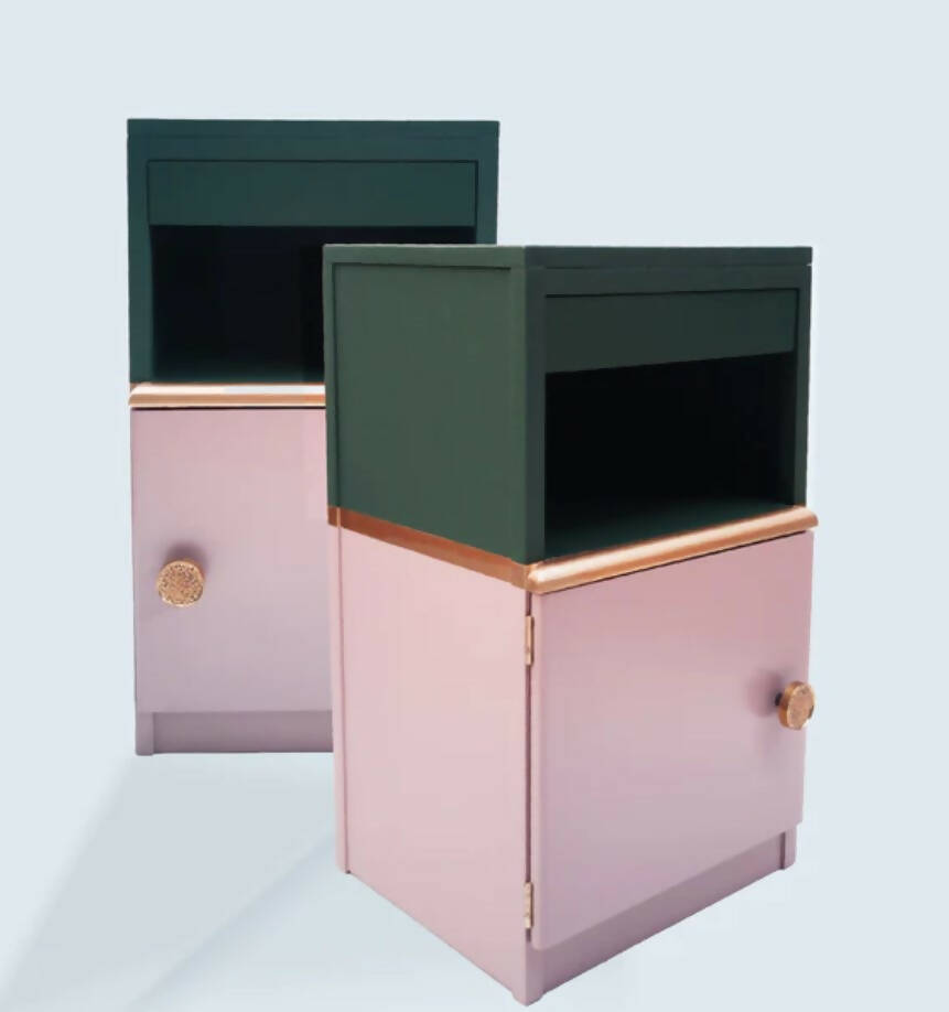 Art Deco Pink Bedside Cabinet