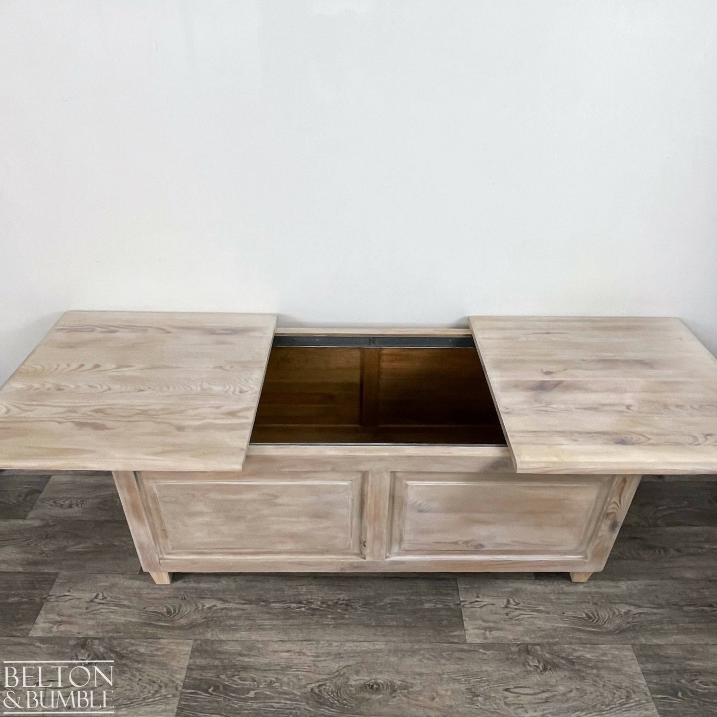 Rectangle Vintage Coffee Table with Storage - White Wash Weathered Finish