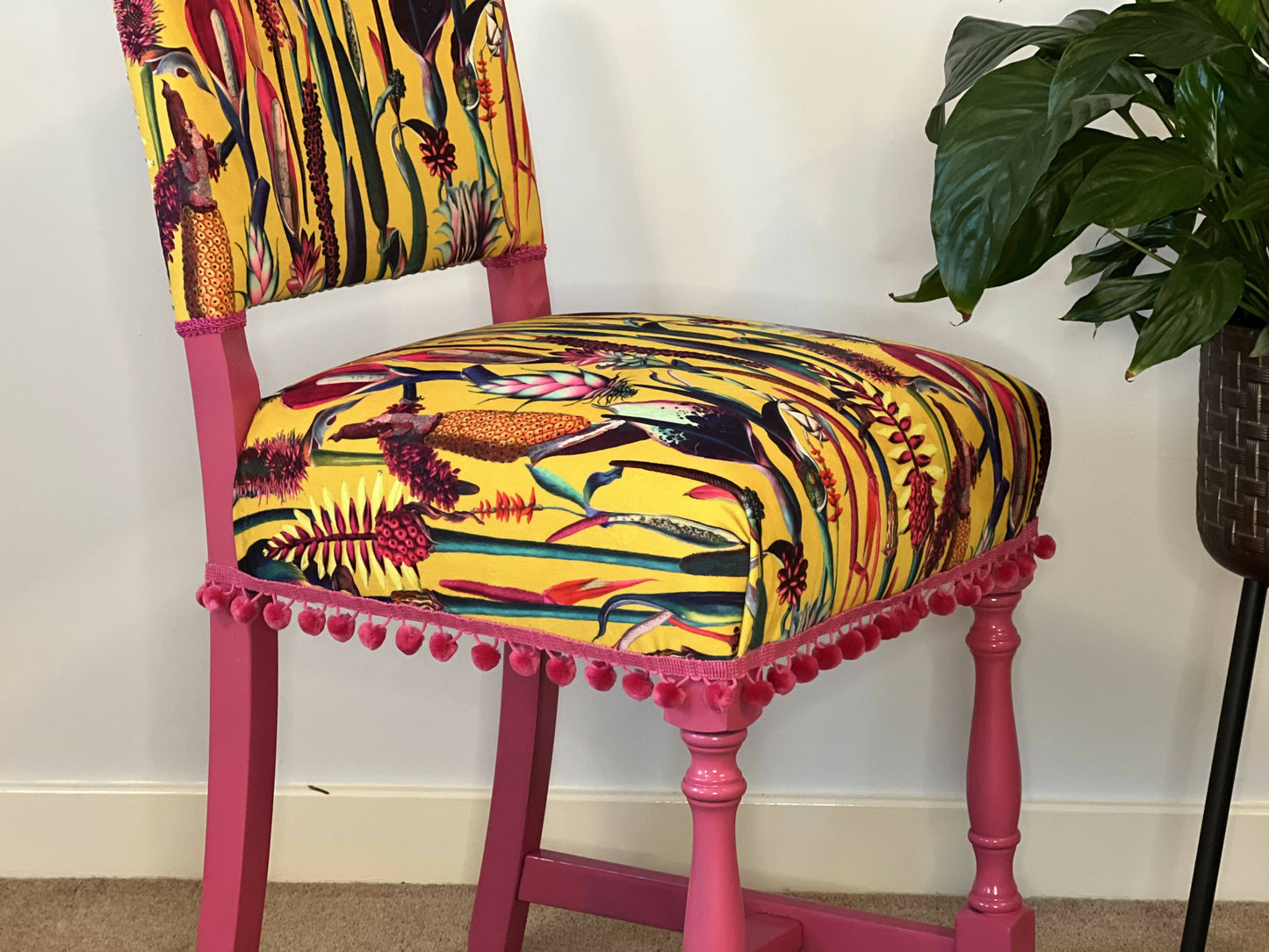 Vintage Yellow Botanical Chair