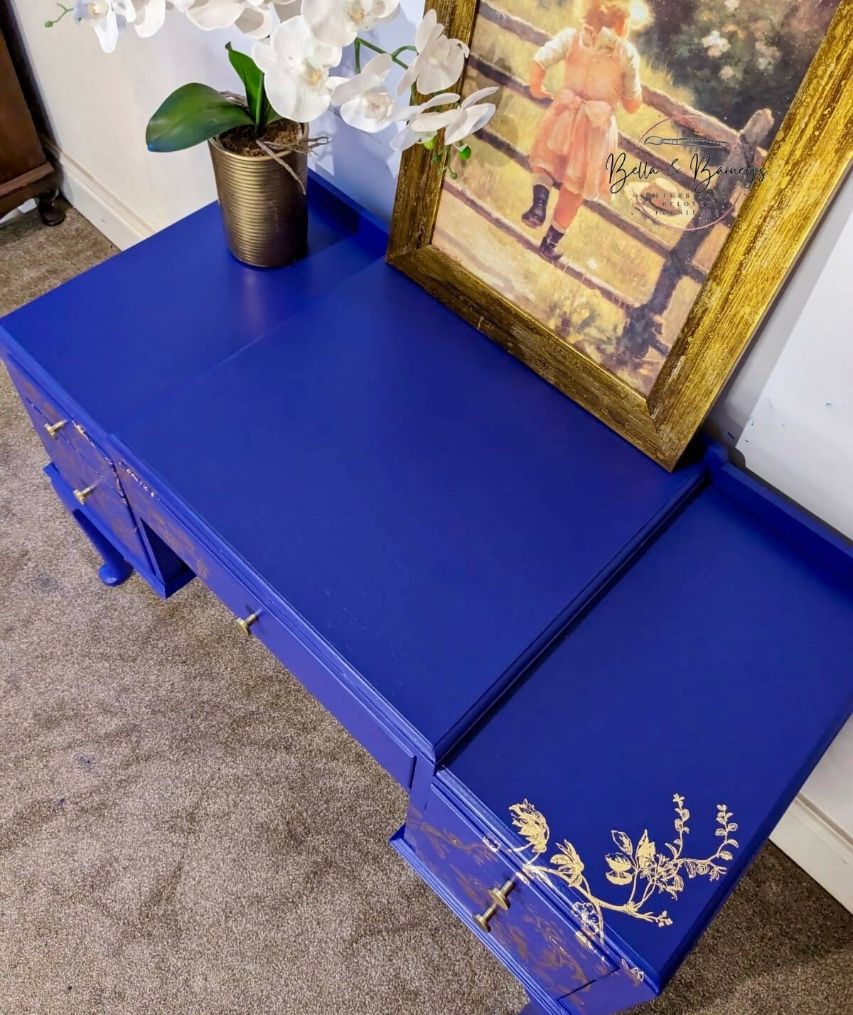 Blue Floral Vintage Dressing Table