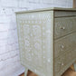 Faux Bone Inlay Stencil Hand-Painted Vintage Chest of Drawers, Pearlescent MADE TO ORDER