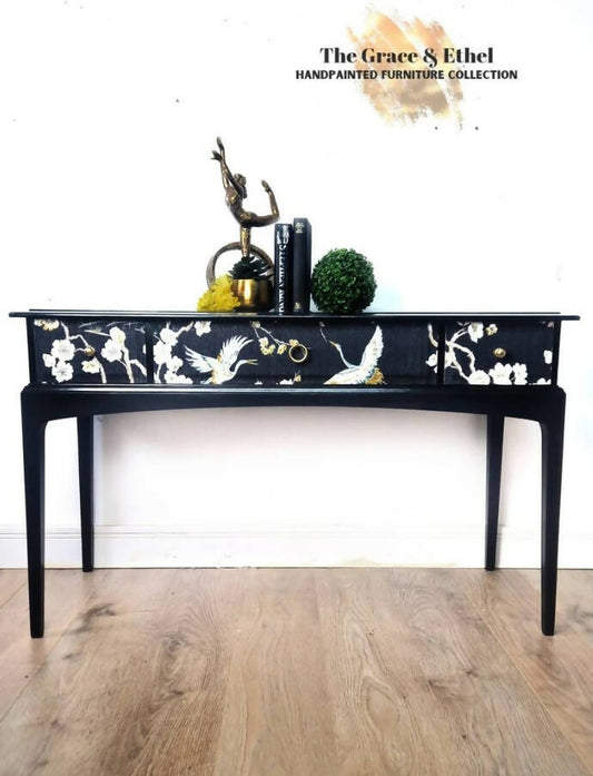Black Vintage Hallway Table / Stag Console Table