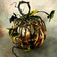 Large wicker pumpkin lantern light