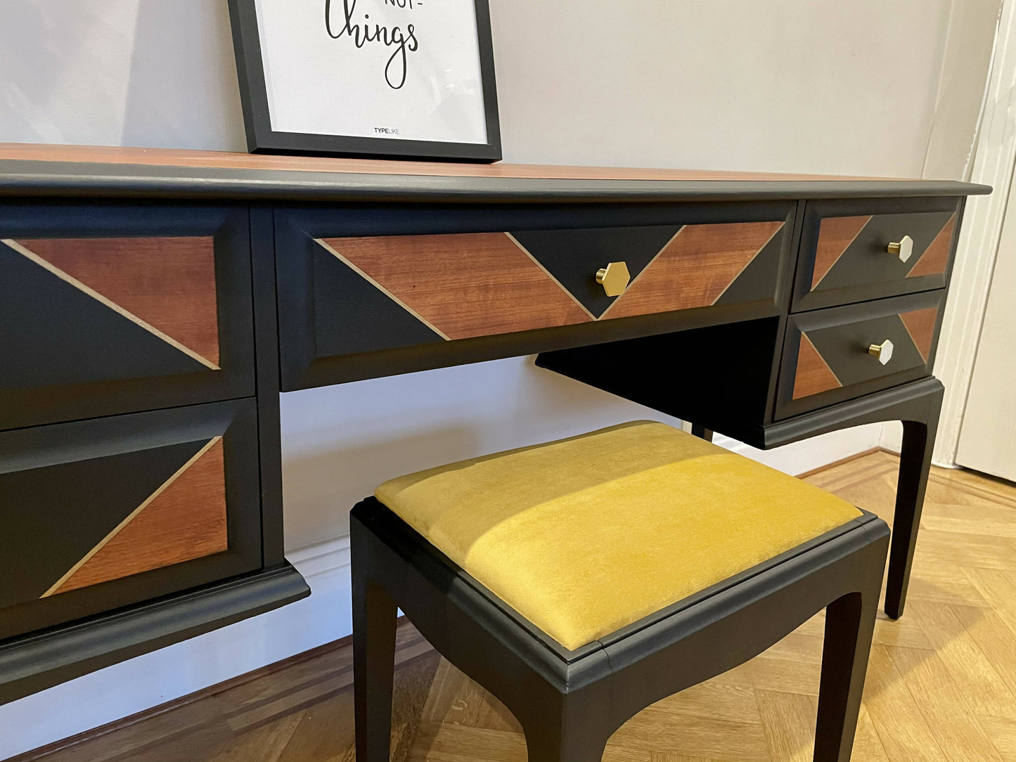 Vintage Retro Dressing Table With Stool