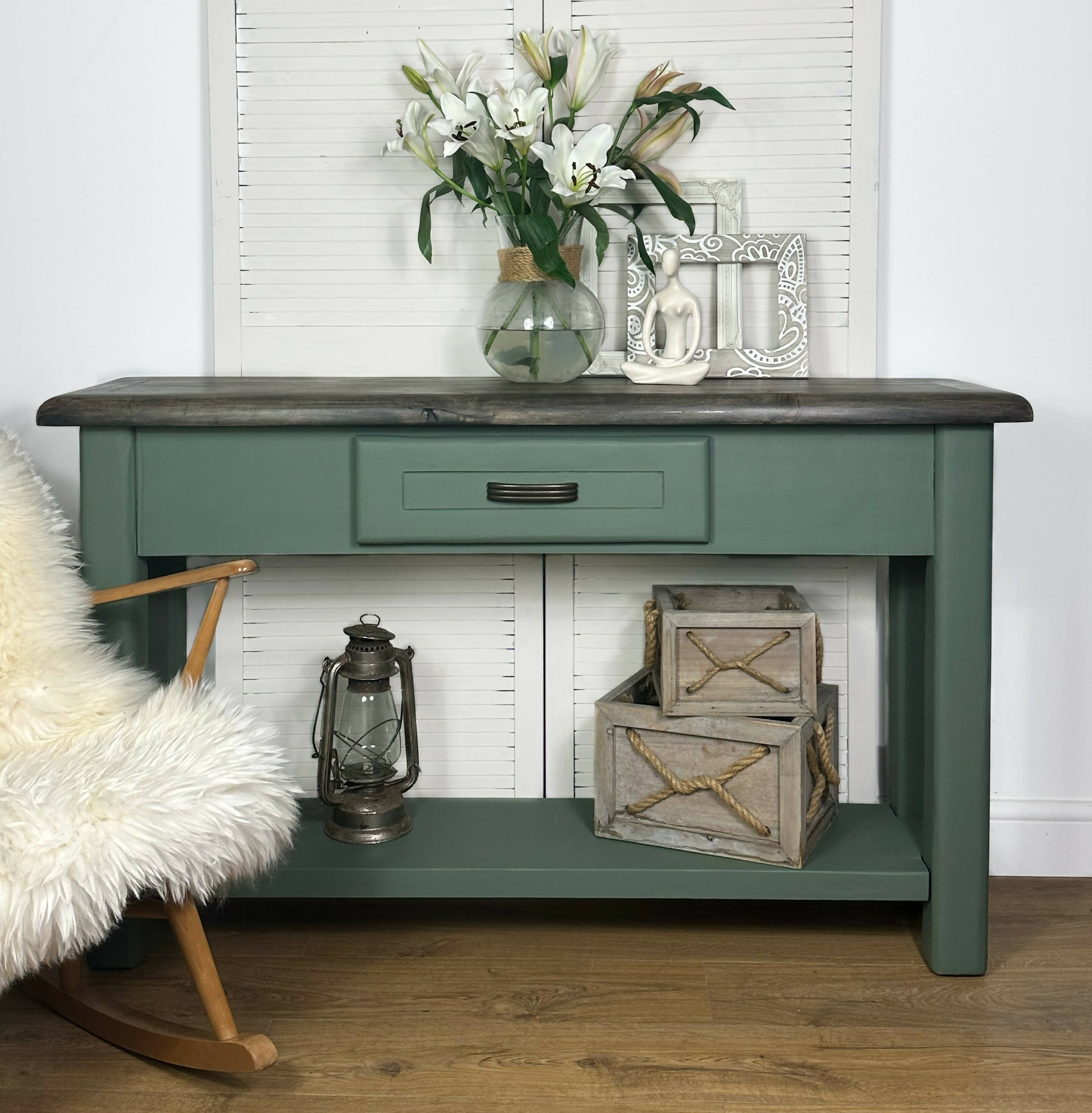 Sage green console deals table