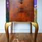 vintage record cupboard hand-painted, wooden, gin cabinet, drinks cabinet, hand-painted, bohemian style, original artwork, Peter Pan, fairy