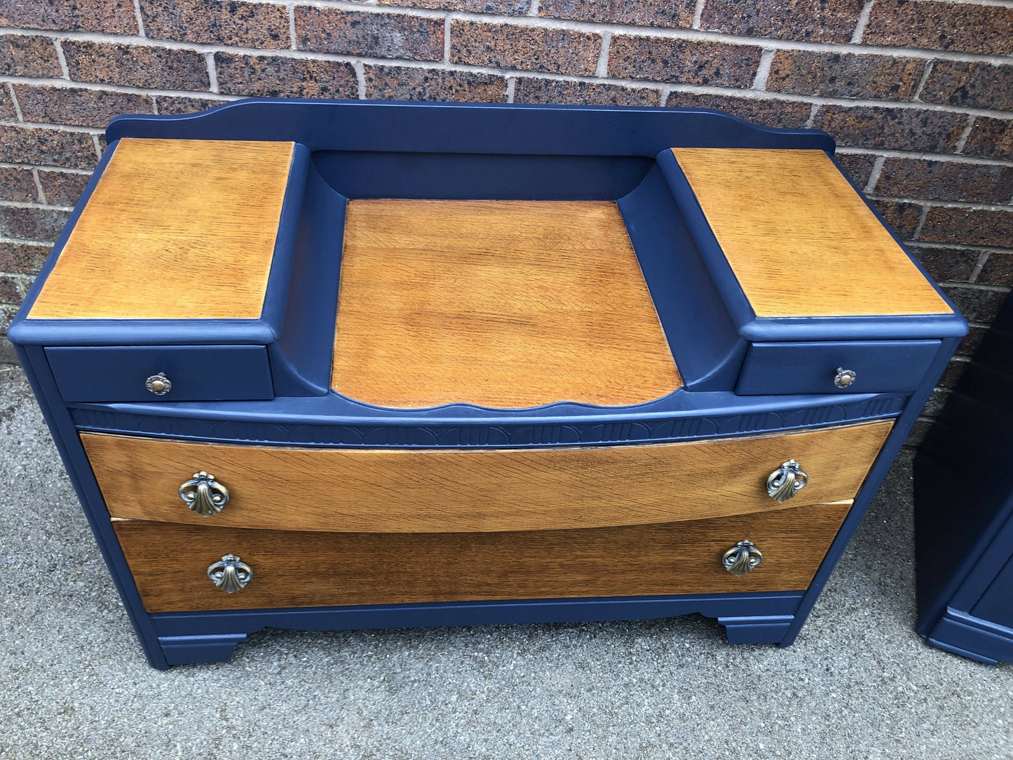 Vintage Bedroom furniture by Harris Lebus- painted Navy Blue Single Wardrobe & Dresser Drawers