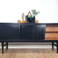 Black and teak midcentury modern sideboard