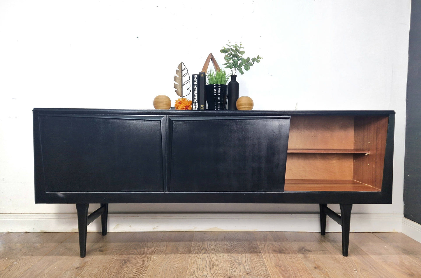 Black and teak midcentury modern sideboard