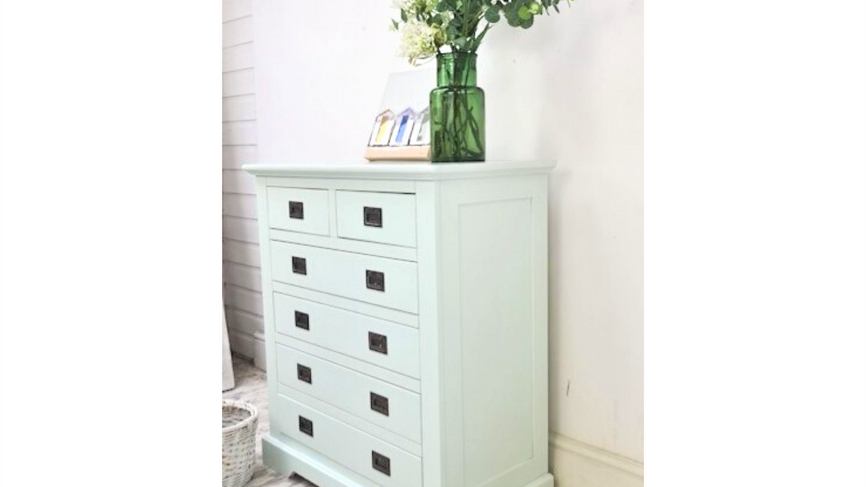 Six Drawer Chest Of Drawers, Pale Blue