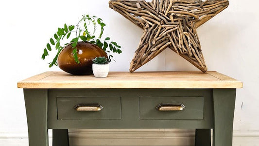 Coffee Table, Green, with 4 drawers