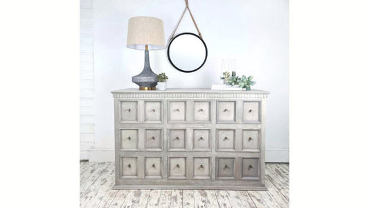 Grey Sideboard, Multi Drawer Cabinet With Nine Drawers