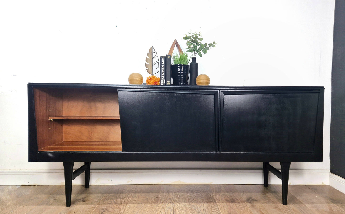 Black and teak midcentury modern sideboard