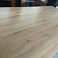 MODERN OAK DINING TABLE WITH BLUE PAINTED LEGS