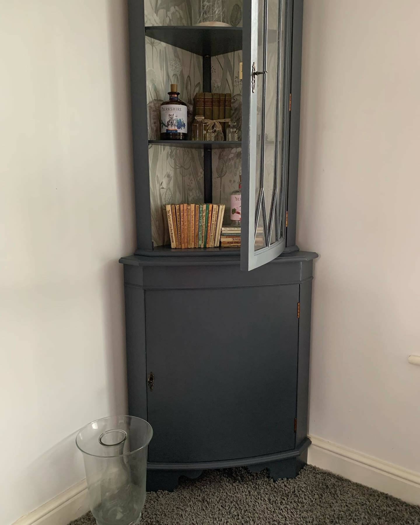 **NOW SOLD**Gorgeous slate grey restyled corner cabinet/drinks cabinet