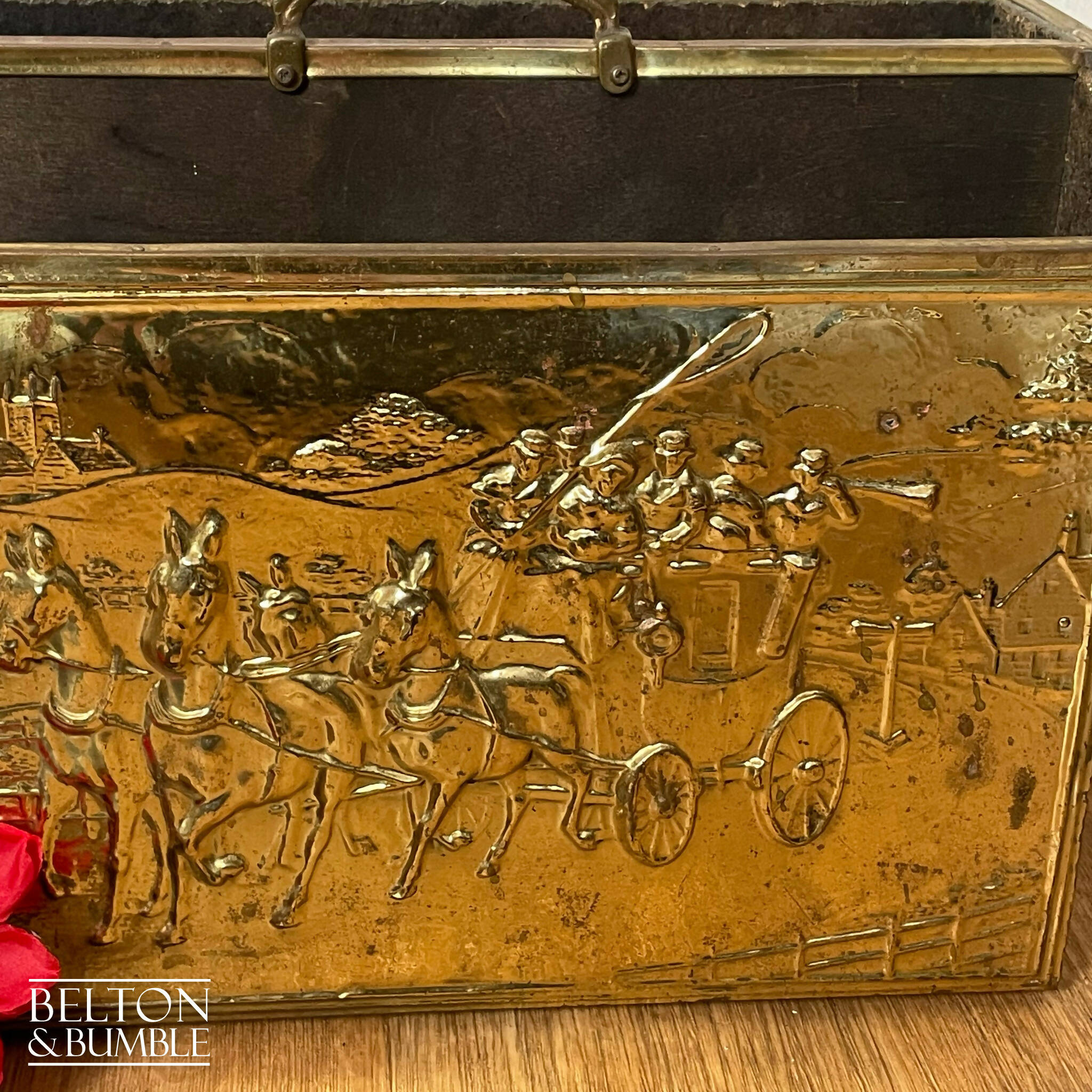 Mid store Century Brass Over Wood Magazine Rack