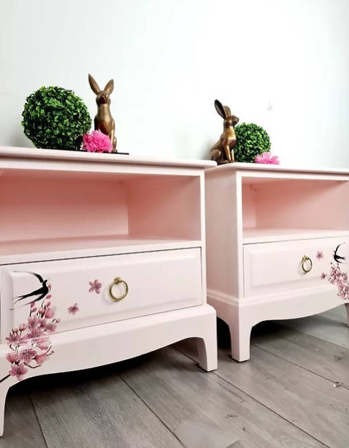 Stag Vintage Pink Bedside Cabinets