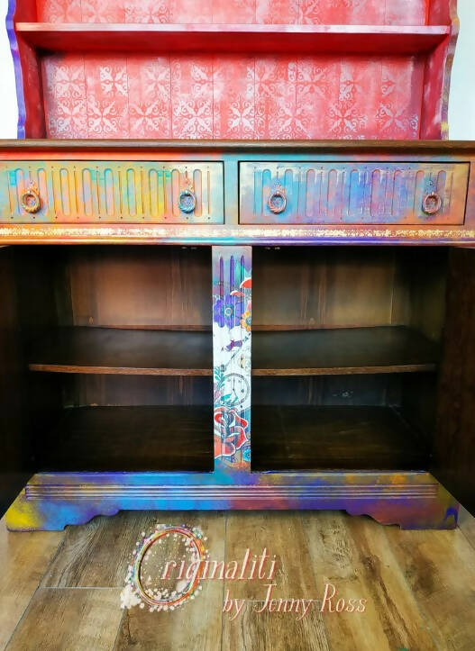 Welsh dresser, Antique Oak dresser, Boho, 2 Drawers and 2 large cupboards with shelf, Vintage dresser, Bohemian style