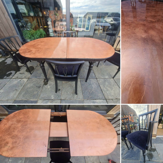 Copper leaf Extendable Dining Table and Chairs