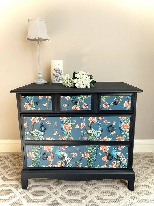 Black and Blue Stag Chest of Drawers/Blue/Peacock