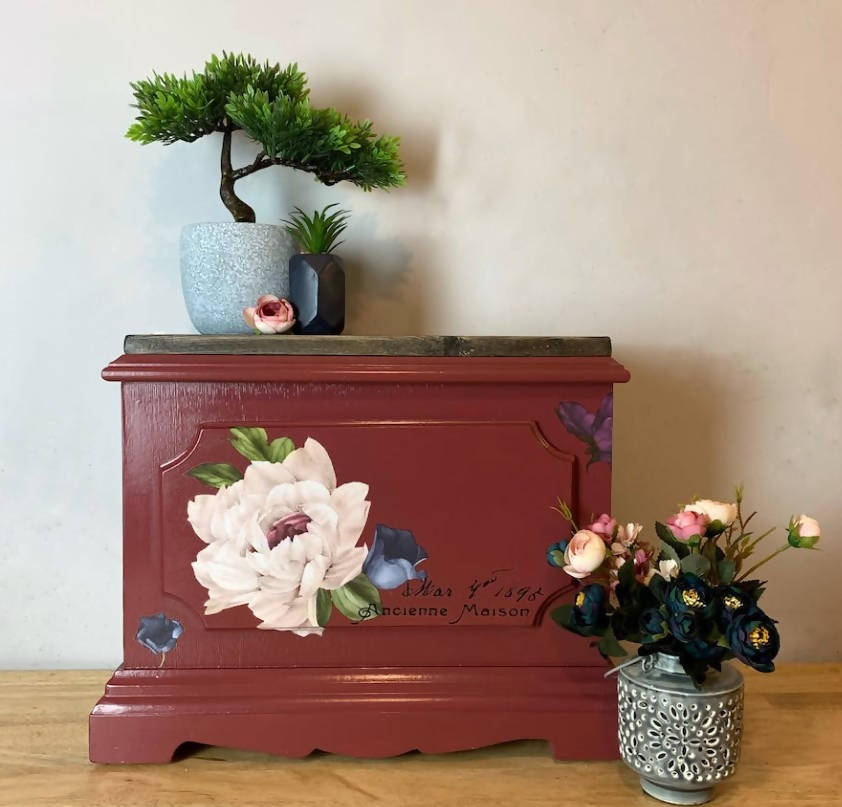 Red Floral Plant Stand